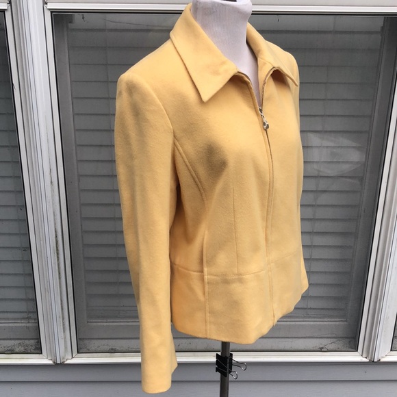 Louben Yellow Front Zip Pea Coat size 10 - Picture 8 of 11